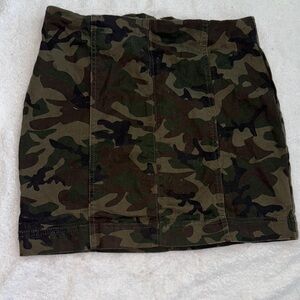 Green and Brown Mini Pencil Skirt with Cargo Style